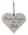 Schild Bester Freund der Welt Herz weiß Holz Leder Aufhänger Geschenk 💖