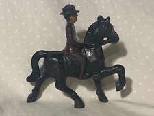 Grey Iron Original Officer On Black Horse Cast Iron Toy W-93