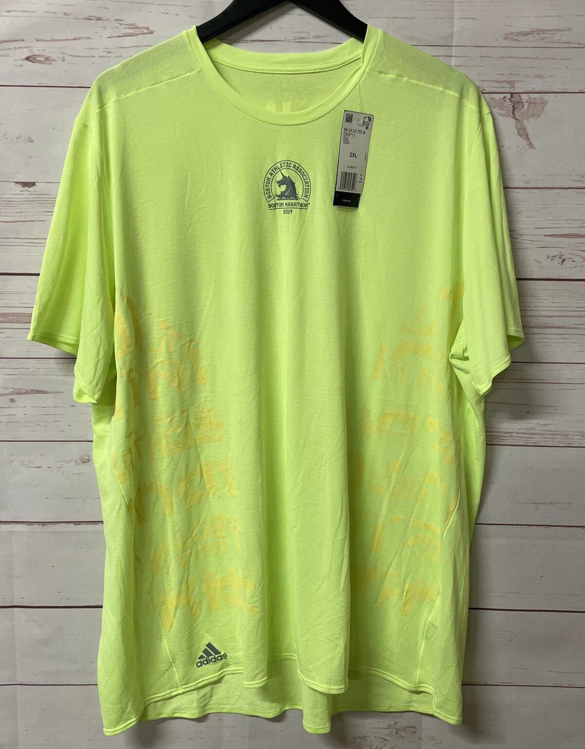 Adidas SUPERNOVA TEE Boston Marathon DX8711 Yellow Mens 2XL New Fast Shipping