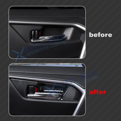4x Carbon Fiber Black Interior Door Handle Bowl Cover For Toyota RAV4 2019-2025 - Picture 5 of 13