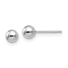 4mm 14K White Gold Polished 4mm Ball Stud Post Earrings