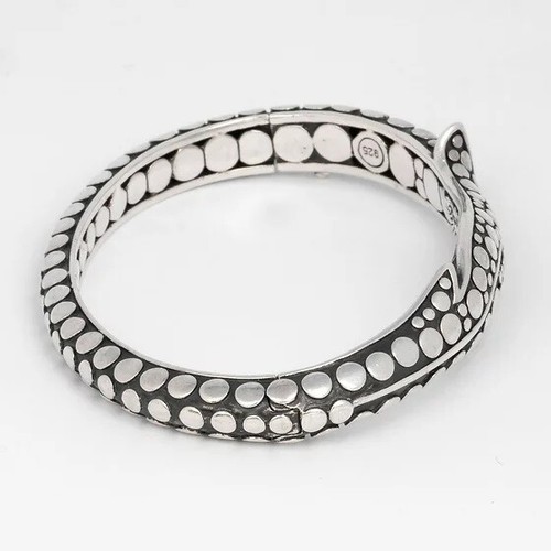 $1950 / NEW / John Hardy Ayu Leaf Dot Sterling Hinged Bangle - Picture 6 of 12