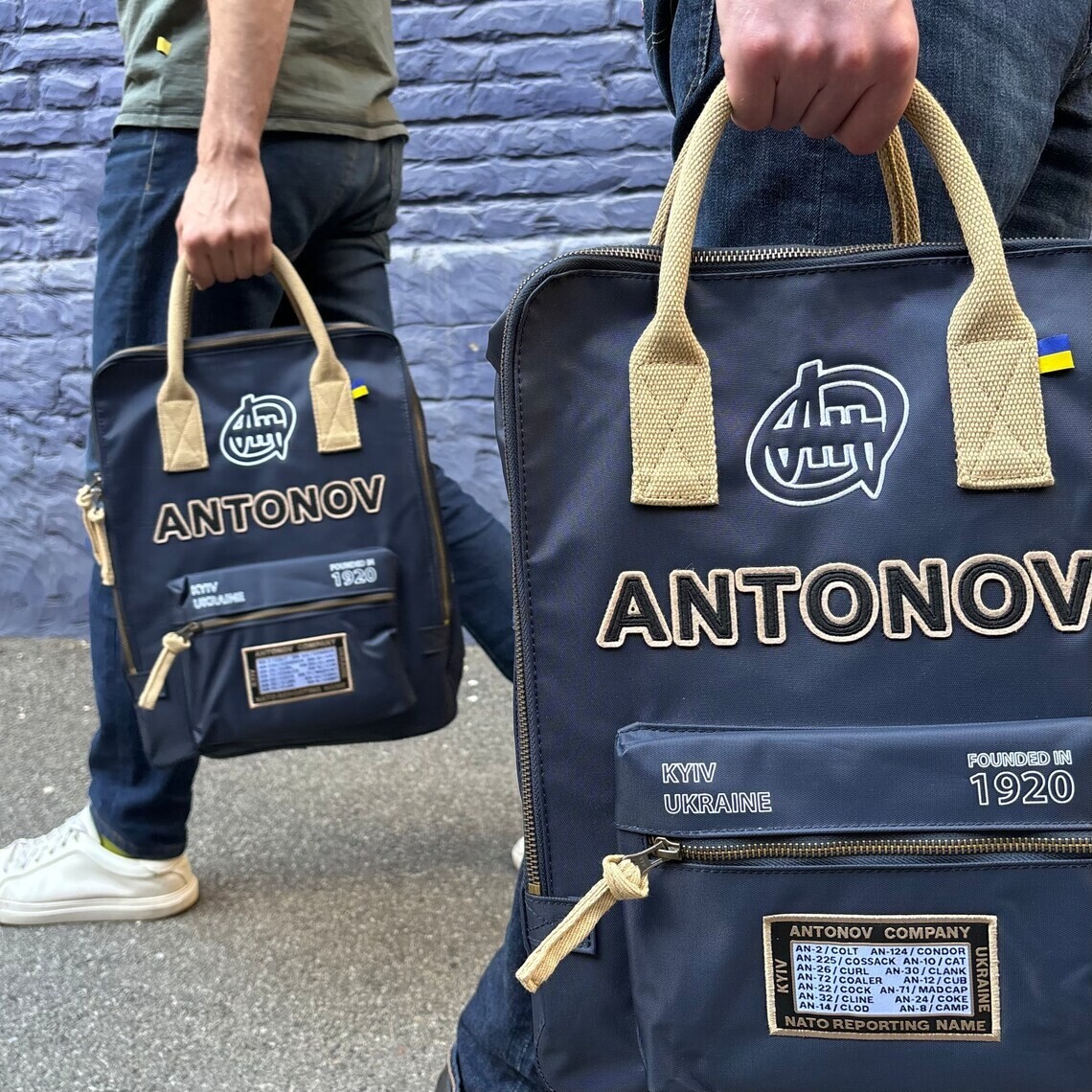 Mochila Antonov, mochila azul marino, mochila de viaje AN225, bolsa de aviación