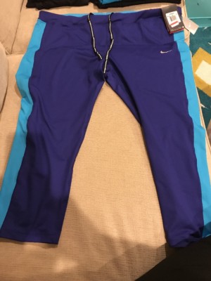 NEW WOMEN S NIKE DRI-FIT ESSENTIAL CROP RUNNING TIGHTS! PLUS SIZE 3X DEEP BLUE!