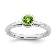 Sterling Silver Stackable Expressions Low 5mm Round Peridot Ring