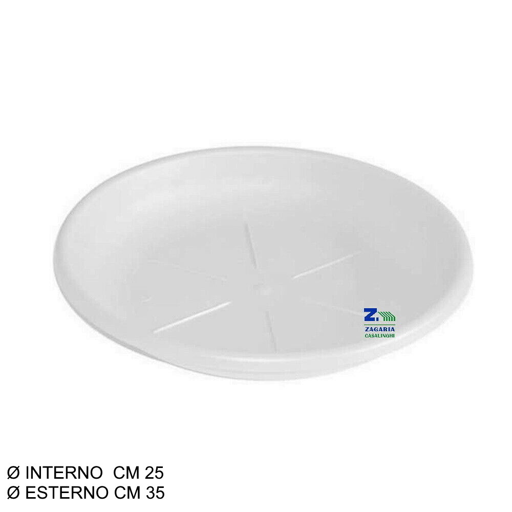 SOTTOVASO TONDO DIAMETRO 35 CM COLORE BIANCO IN PLASTICA DIAMETRO BASE CM 25