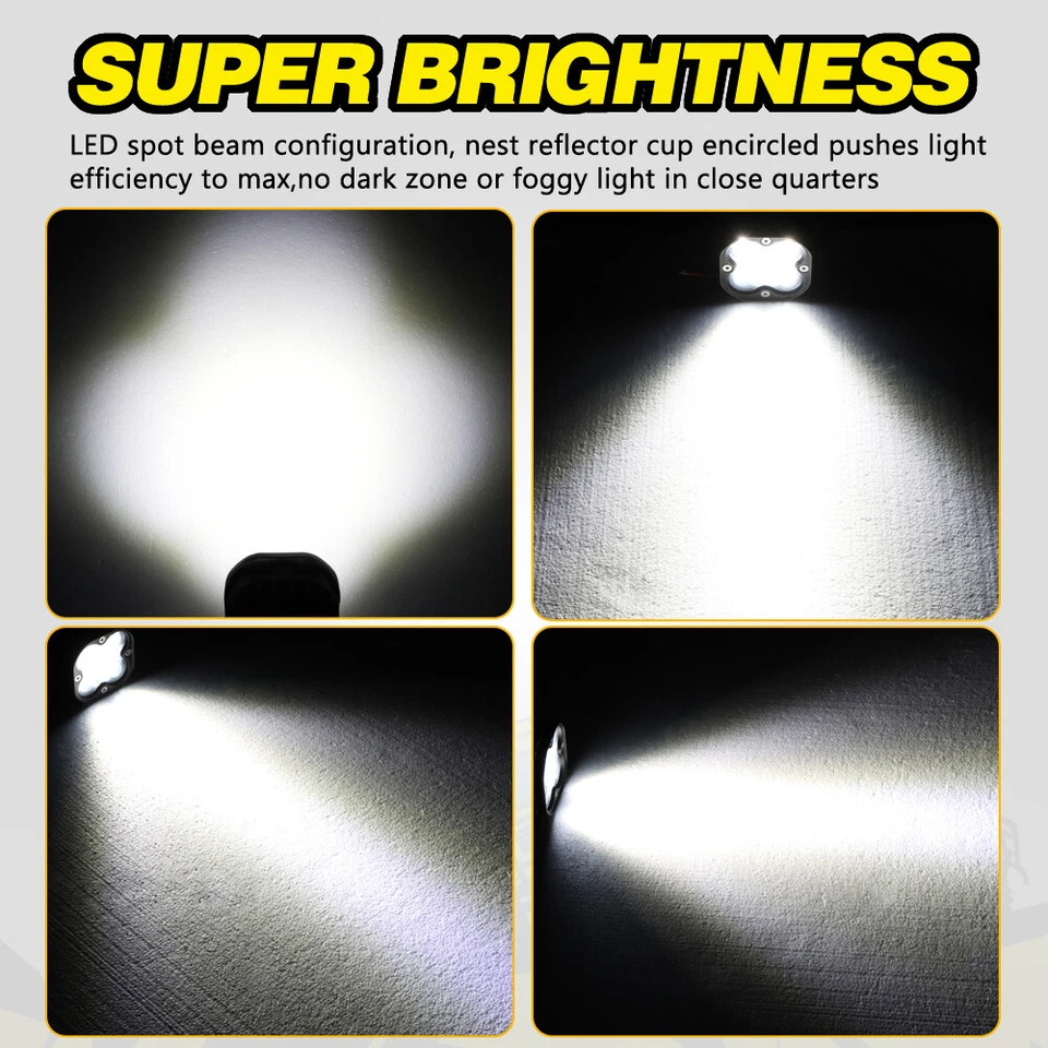 Luces antiniebla de conducción ámbar de 3" cápsula de zanja de respaldo todoterreno camión para Ford Bronco Foto 2 de 4