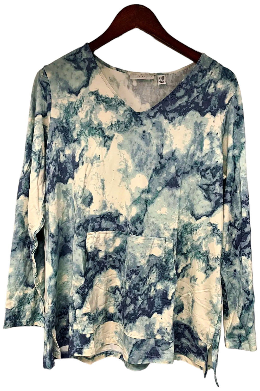 Вязаная туника Susan Graver с принтом Прохладное прикосновение бледно-голубого цвета