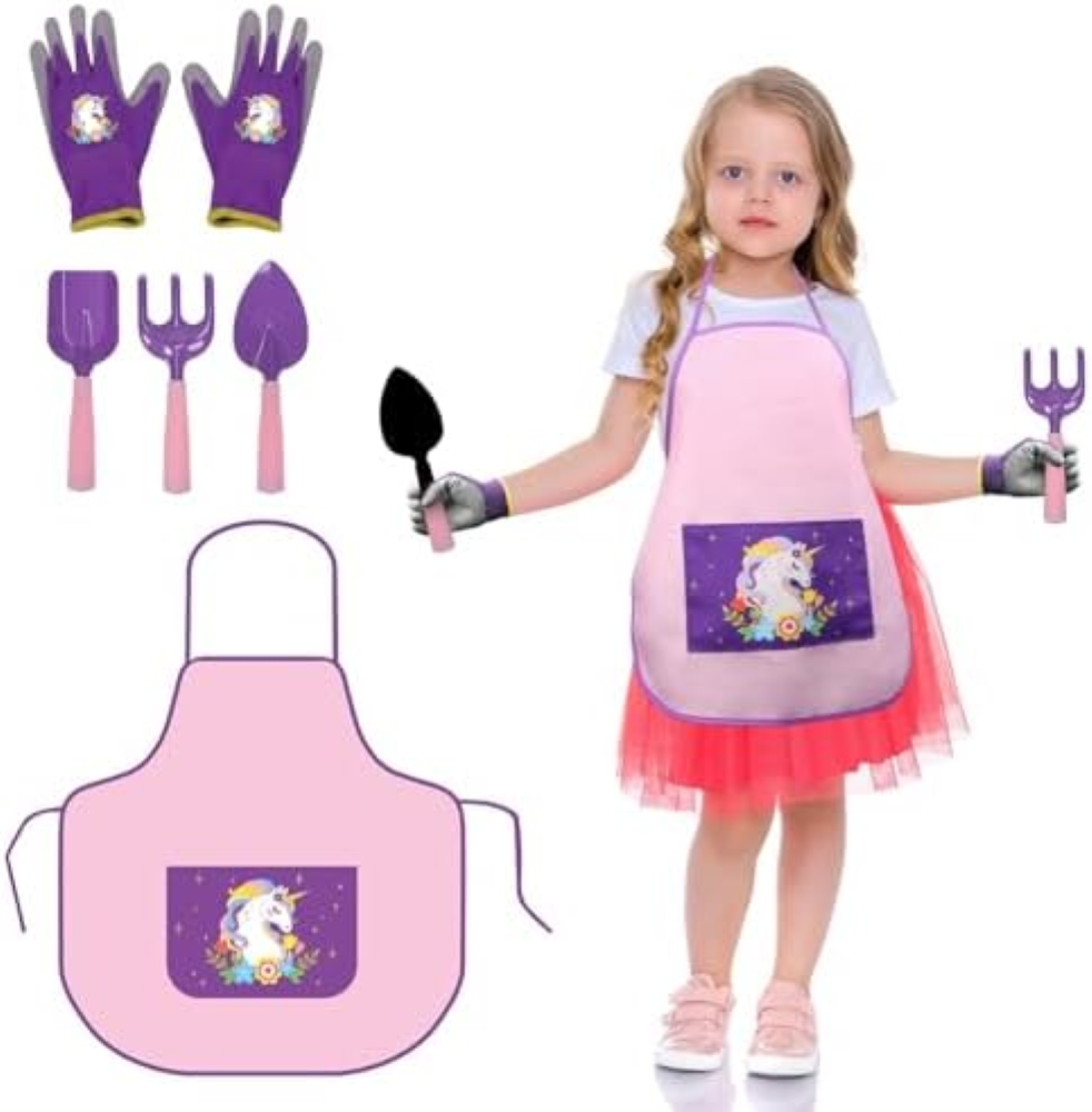 5pcs Giardino Strumenti Bambini Unicorno Giardino Set con Giardino Grembiule Gua