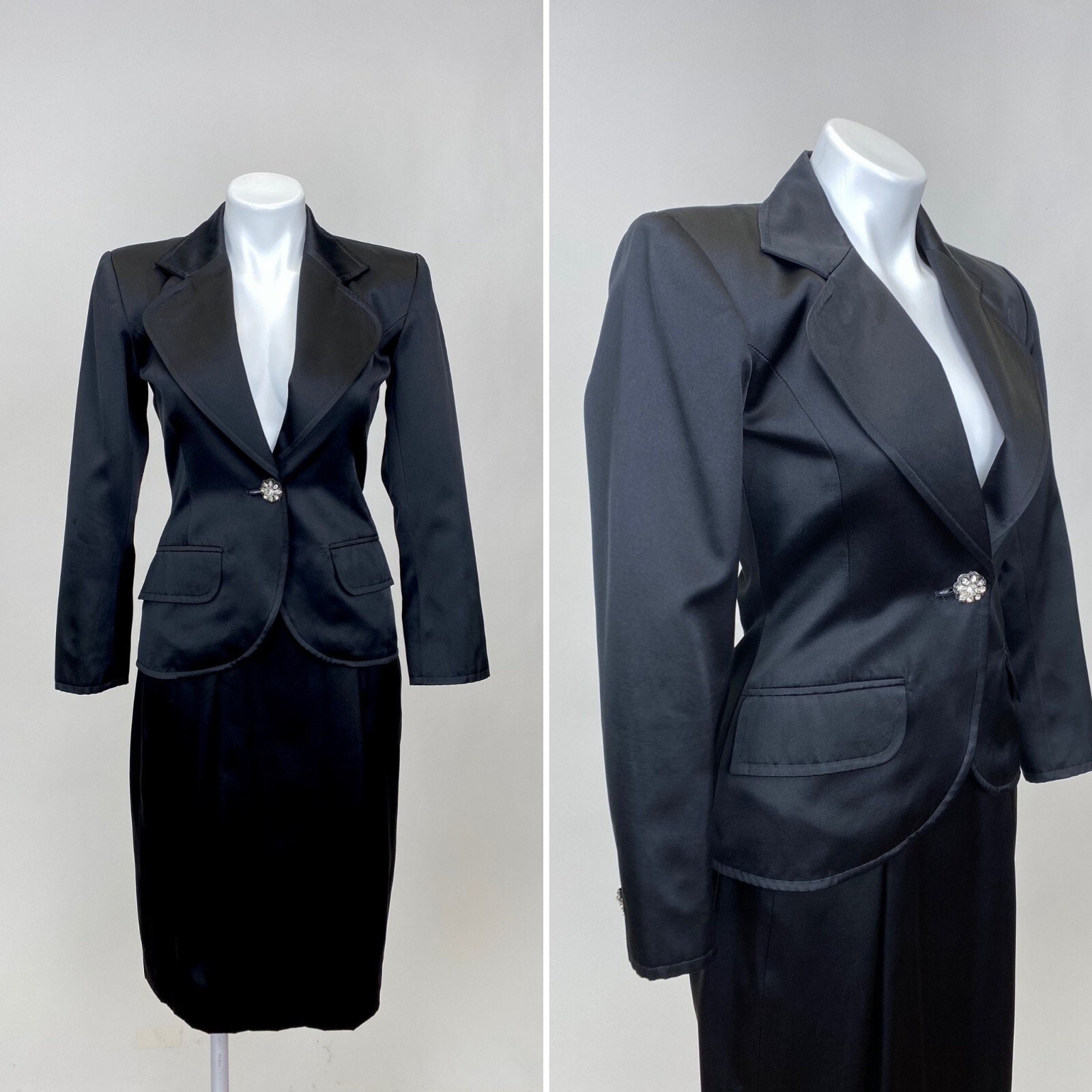Vintage YSL Yves Saint Laurent Skirt Blazer Suit Le Smoking Set