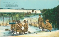 Postcard C-1918 Military Soldiers Machine Gun saying Defenders 23-2832