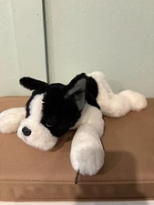 F.A.O. Schwarz Black & White Plush Dog 13 in Long