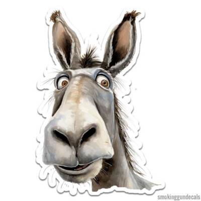 Funny Mule Donkey, Vinyl Decal Sticker, Indoor Outdoor, 3 Sizes, #12383