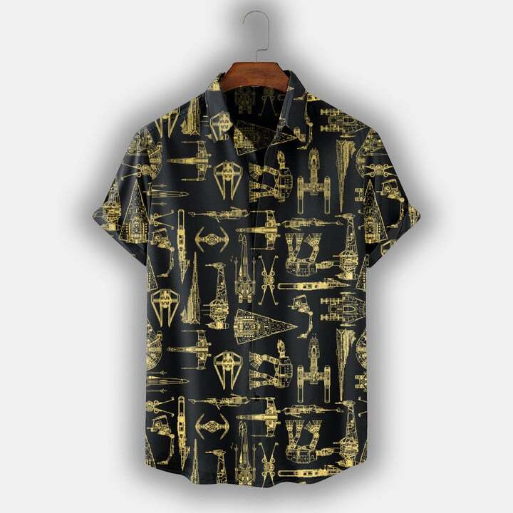 Spaceship Hawaiian Shirt For Men US Size Summer Style Vibrant Sci-Fi Print Trending Aloha Shirt