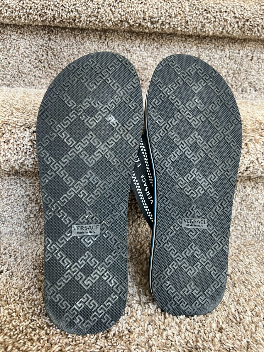 VERSACE Men\'s Black Web Stripes Flip Flops . VERSACE Men main image 4