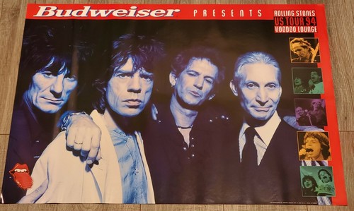 Vintage 1994 Rolling Stones Budweiser Tour Ad Promo Poster Voodoo Lounge 22"×31"