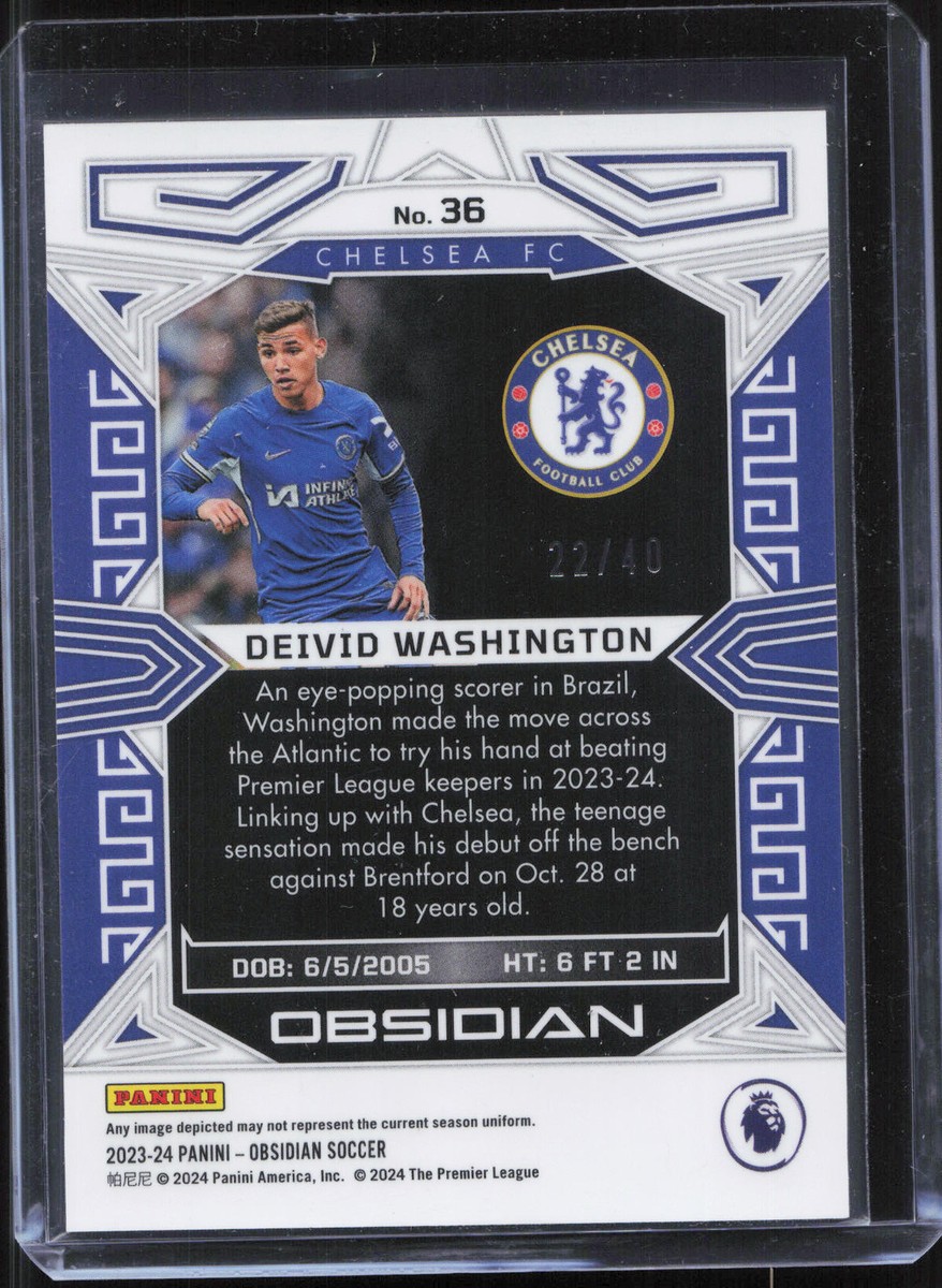 2023-24 Panini Obsidian #36 Deivid Washington Orange Etch #/40 RC