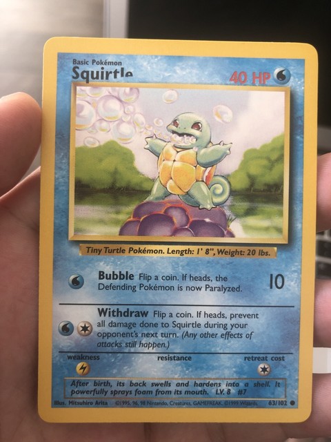 Squirtle Base Set ERROR 63/102 Pokemon Card RARE!! | eBay