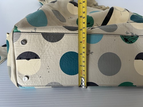CELINE Leather 2008 Handbag BANK SWALLOW Cruise Japan Blue Green Grey Polka Dot - Picture 16 of 20