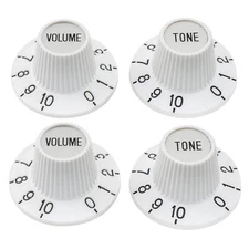 Musiclily Pro White Inch Hat 2 Volume 2 Tone Guitar Bass Amp Effect Pedal Knobs