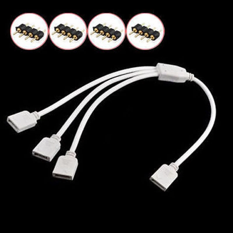 1 to 2/3/4 Splitter 4PIN Female Connector Wire for 3528 5050 RGB LED Strip Light - Image 2 of 4