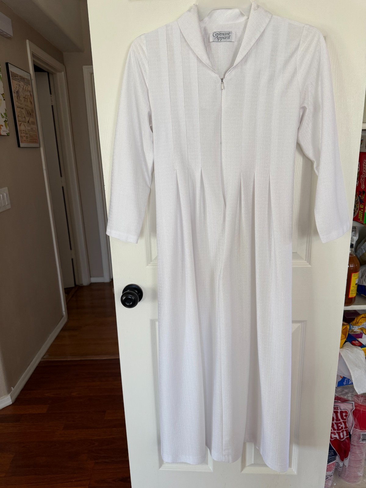 Vestido largo blanco Temple Church Covenant Apparel para mujer talla S cremallera frontal