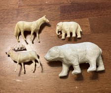 Lot of 4 Celluloid Animals Polar Bear Reindeer Horse Elephant Viscoloid