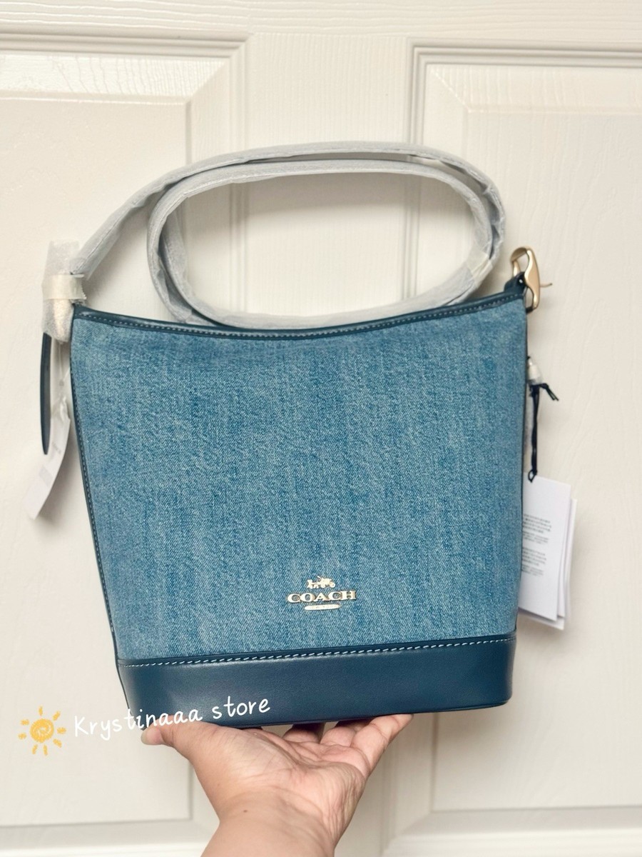NWT Coach Jude Val Duffle With Smooth Leather In Denim CDD53 Color