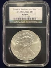 2012 S Silver Eagle NGC MS69 Struck at San Francisco Mint NGC 25th Anniversary