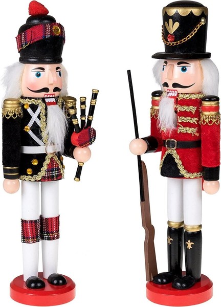 Nussknacker Figuren Holz 30Cm Traditionelle Weihnachtsdeko Kiefernholz 2 StüCk-image