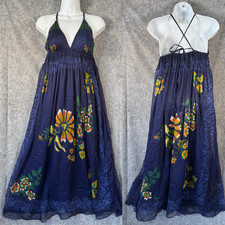 Rebellion Y2K Babydoll Halter Maxi Dress Womens Medium Festival Resortwear Sheer