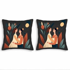 Set of 2 18x18in Throw Pillow Covers - Earthy Tones with Nature-Inspired Floral