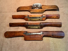 4 Antique beach wood spoke shaves draw knife bench made 1800s earlier hand made