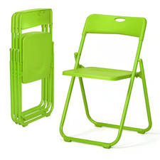 Grass Green Metal Frame Plastic Seat Folding Chairs Utility Chair Set of 4