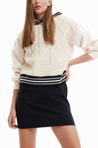 Sudadera con capucha híbrida de ganchillo Desigual para mujer talla M mezcla de algodón marfil - Imagen 1 de 11