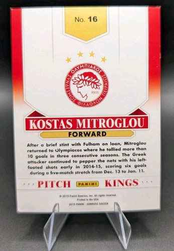 Donruss Kostas Mitroglou 2015/299 Pitch Kings prueba de prensa bronce #16 novato radiocontrol - Imagen 2 de 2