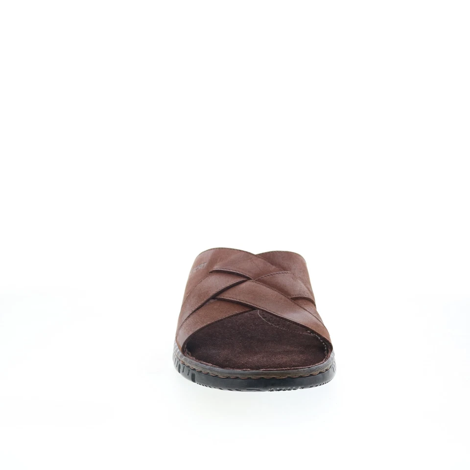 Rockport Jaya Mens Brown Wide Leather Slip On Slides Sandals Shoes - Image 3 of 4