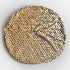 Martha Stewart Christmas Tree Skirt Beaded Gold 50” Satin Quilted Shiny