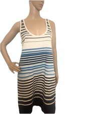 Marc by Marc Jacobs White & Blue Striped Tank Dress Pockets! Size M 100% Cotton