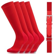 Youper Youth Baseball/Softball Belt  Socks Combo Set 2 Pairs of Small Red
