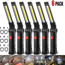 6pack Rechargeable Cob Led Work Light Magnetic Flashlight 360 Rotating Foldable