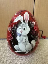 Vintage 1953 Mattel Tin Easter Bunny Egg Wind Up Music Box - Does NOT Play