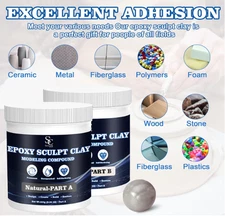 Epoxy Putty Sculpt Clay A & B Sculpting Modeling Building Repairing 1lbs Natural