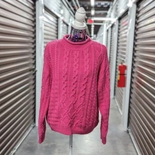 Riley & Rae Size XL Crew Neck Pink Cable-Knit‎ Heavy Sweater