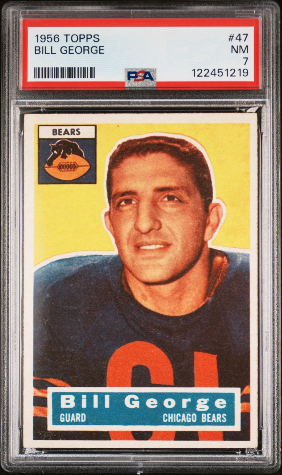 1956 Topps - #47 - Bill George - Bears - PSA  7 - 1219