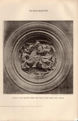 Druck Plakette Post Equitem Sedet Altra Cura A Gilbert Sculptor The Architect 1889