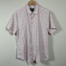 Bonobos Button Down Shirt Mens L White Floral Stretch Standard Fit SS Summer