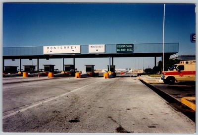 Vtg Color Snapshot New Highway Toll Booth Monterrey Mexico Ambulance 1980s
