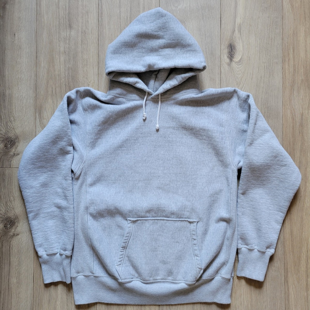 Warehouse & Co 484 Reverse Weave Hooded Sweatshirt - Heather Grey