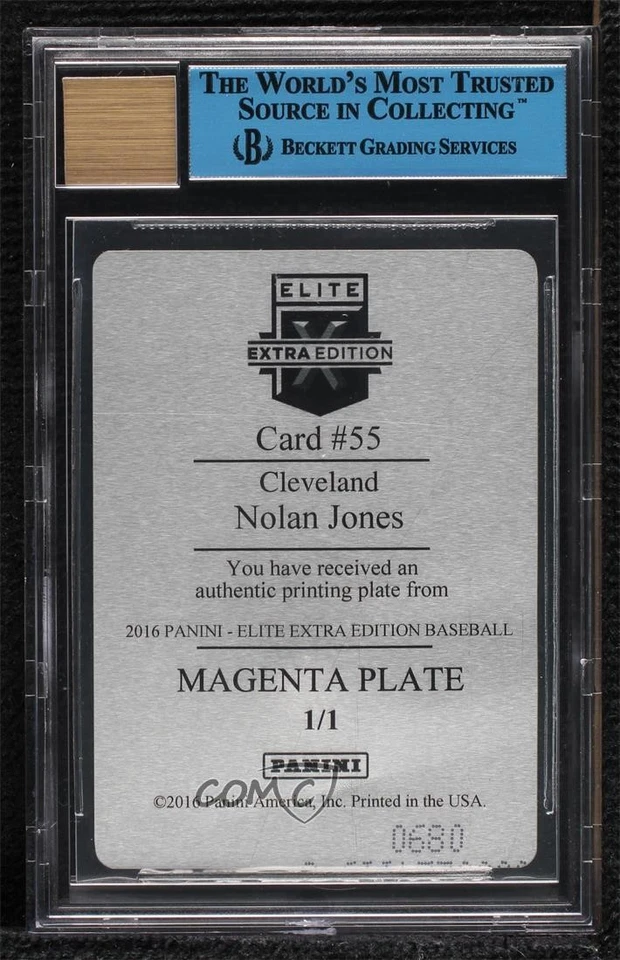 2016 Panini Elite Extra Edition Printing Plate Magenta 1/1 Nolan Jones Auto w6g - Image 2 of 3